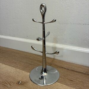 Bodum Chrome Mug Tree Cup Holder 6 Hooks Countertop Coffee Mug Stand